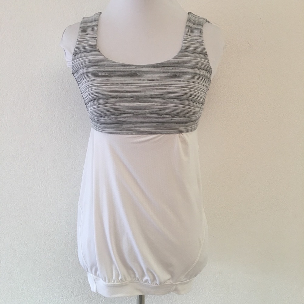 Lululemon White Gray Strappy Tank Top Size 2